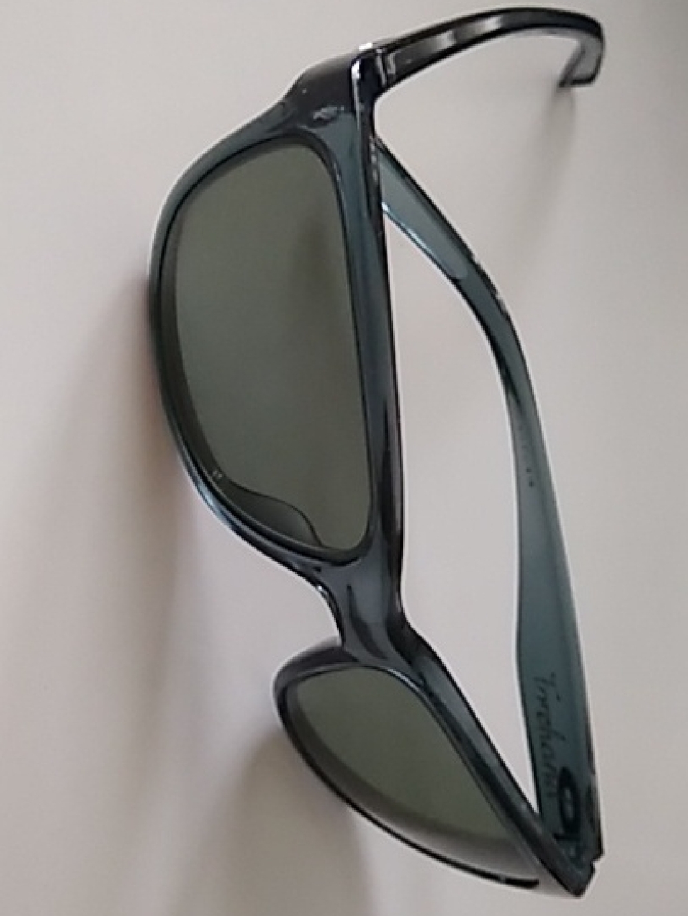Classic Gray Wayfarer Sunglasses - Green-Tinted Lenses